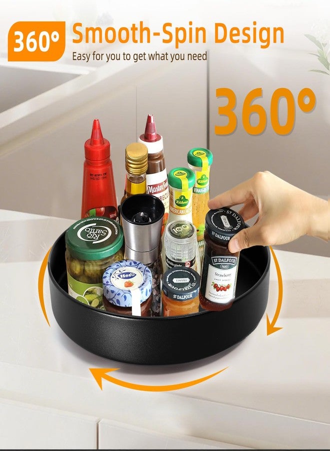 neotidy Metal Lazy Susan Organizer, 10 Inch Anti-Rust Turntable for Cabinet, Kitchen, Dining Table, Bathroom - Rotating Spice Rack, Spinner Storage, Round Carousel Organizer for Countertop Black - Image 2